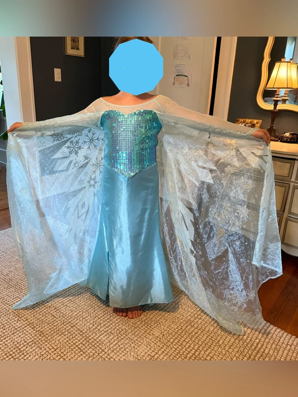 Chasing Fireflies Disney Frozen Ultimate Elsa Costume Sz 7 8 Long Dress w/ Train